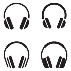 Headphones Audio Icon Flat Vector Design