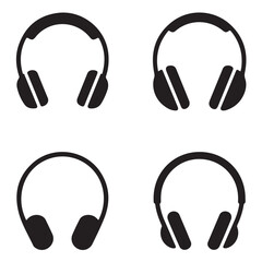 Wireless Headphones Icon Black Vector Illustration