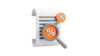 Magnifying Glass on Percentage Symbol on Document