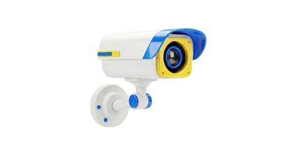 Modern Surveillance Camera with Yellow and Blue Accents