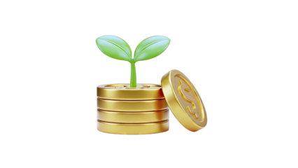 Plant Growing Out of Stack of Gold Coins
