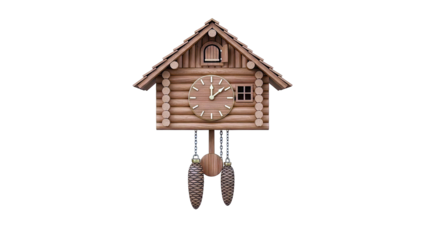 Wooden Cuckoo Clock with Pinecone Pendulums