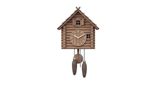 Wooden Cuckoo Clock with Pinecone Pendulums
