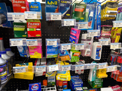 Over The Counter Pain Relief and Cold Medicine Retail Shelf Display