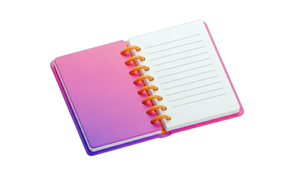 Open Spiral Notebook with Pink-Purple Gradient Cover