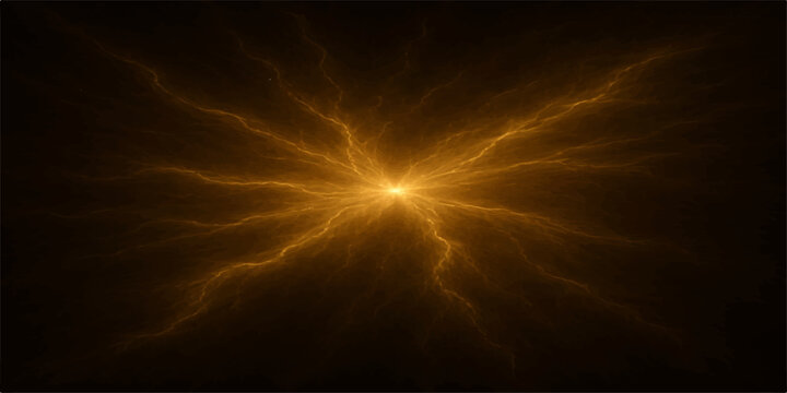 An abstract design of a glowing sun explosion in space featuring bright orange fire rays and energy motion on a textured red sky background