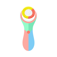 Facial cleansing brush with colorful bristles and ergonomic design  