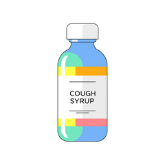 Colorful cough syrup bottle with label and modern design  