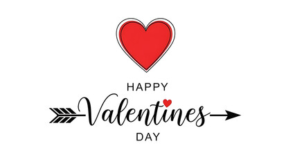 Happy valentines day greeting card with heart and arrow design