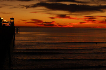 Sunset on the beach of Oceanside California. 