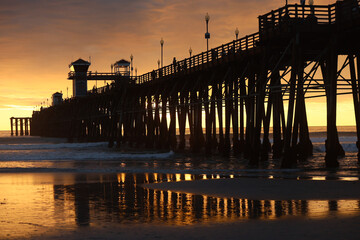 sunset over the pier in Oceanside, CA.