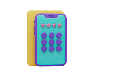3D Cartoon Smartphone with Star Rating and Buttons