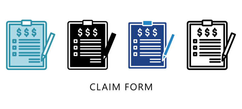 Claim Form Multi Style Icon. Mini Illustration Relate To Taxation, Financial Report. Use For Modern Concept, Ui, Ux Web And App Development.