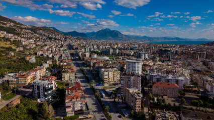 Obraz premium Aerial view of residential area in Alanya, Turkey