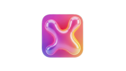 3D Abstract Blob Icon with Gradient Colors