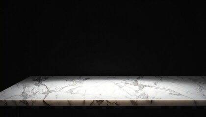 Marbled countertop surface photographed in low key lighting against black background, showcasing rich shadows, deep texture, subtle reflections, dramatic mood, elegant minimalism, premium interior mat