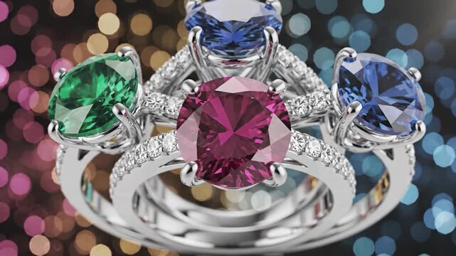 Stunning Gemstone Ring with Vibrant Colors and Bokeh Background.