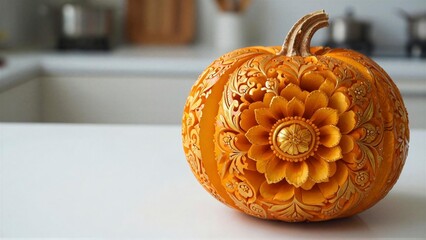 Beautifully Carved Decorative Pumpkin