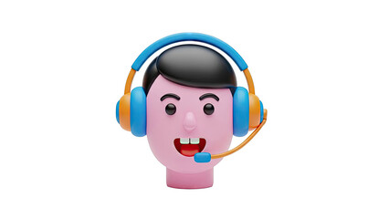 3D Cartoon Customer Service Representative with Headset