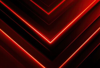 Bold, abstract geometric design with layers of red neon lines converging