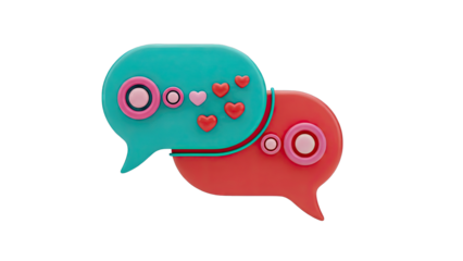 3D Chat Bubbles with Hearts