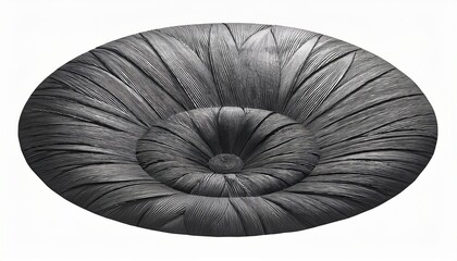 textured dark gray radial object isolated on a white background