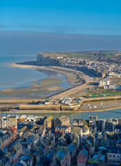 Vue a&eacute;rienne du tr&eacute;port et de Mers-les-Bains, France