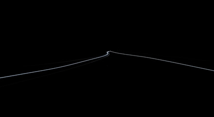 Minimalist abstract line art depicting a gentle wave cresting against a stark black background, evoking a sense of calm and motion