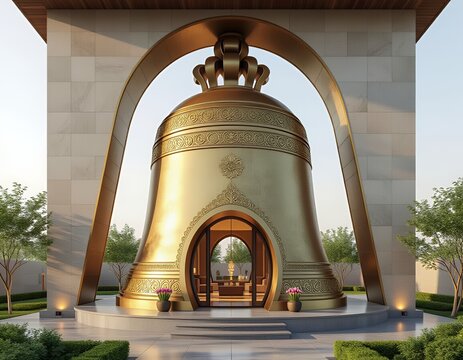 Modern temple bell Inspired House Design
