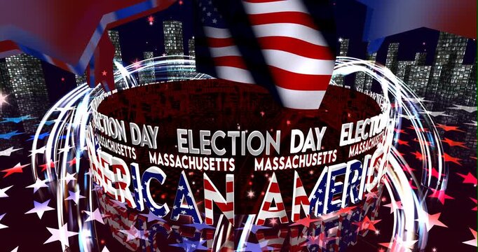 Election Day in Massachusetts &ndash; American Voting, Democracy and Patriotic Background Video
