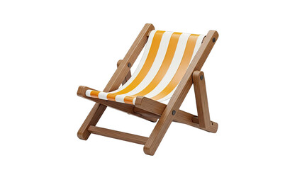 Orange and White Striped Wooden Deck Chair