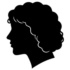 Side profile woman silhouette with wavey hair