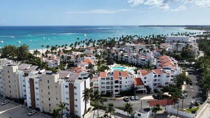 Punta Cana Skyline At Punta Cana In La Altagracia Dominican Republic. Caribbean Skyline. Beach Landscape. Resort Scenery. Punta Cana Skyline In Punta Cana In La Altagracia Dominican Republic.