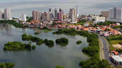 Fototapeta premium Sao Luis Skyline In Sao Luis Maranhao Brazil. Modern City Center With Skyscrapers Reflecting The Urban Life. Deserted Skyline Heaven Amazing. Heaven Waterfront Shore. Sao Luis Maranhao.