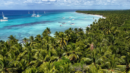 Isla Saona At Punta Cana In La Altagracia Dominican Republic. Caribbean Skyline. Beach Landscape....