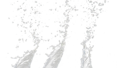 Pouring Water on pants object to create shape form splash fluttering in droplet and wave. Pouring water to object make curve drop splash in directions. Black background isolated
