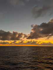 The sunset on the Caribbean Sea on a winter evening.