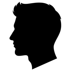 side profile of a male face in a silhouette form with styled hair