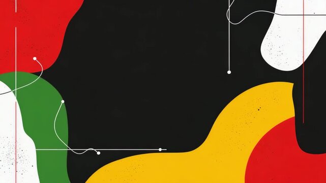 Abstract geometric wave patterns in vibrant colors on black background