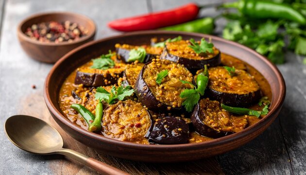 Gujrati Ringan No Olo. Traditional Indian Food