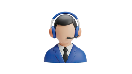3D Cartoon Call Center Agent Icon