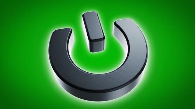 Power On Off Button Icon Green Background.