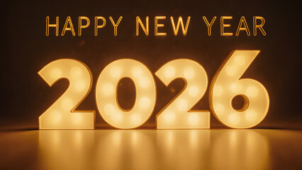 Happy New Year 2026 Countdown Celebration with Festive Lights and Balloons