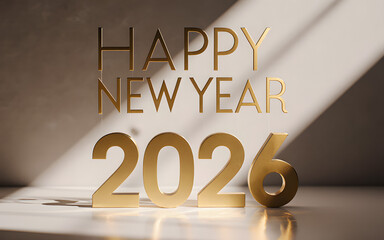 Happy New Year 2026 Celebration: Festive Gold Typography and Design Banner