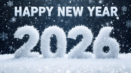 Cheerful New Year 2026 Celebration with Winter Snowfall and Festive Joyful Atmosphere