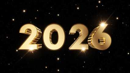 2026 New Year Celebration Design: Gold Numbers and Chic Shimmer Background