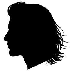 Side profile Man silhouette with mid length hair