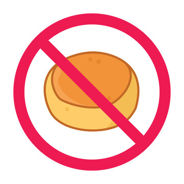 No mung bean cake sign, forbidden sweet bean cake sign, do not eat bakpia symbol, mung bean pastry prohibited symbol, vector illustration