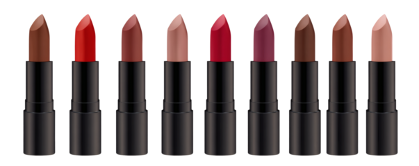A diverse array of lipsticks in various shades, perfect for beauty and cosmetics advertising, editorial content, or marketing materials