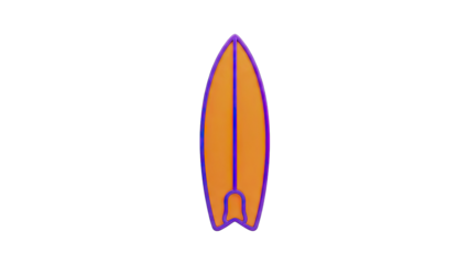 Orange Surfboard with Purple Outline and Blue Stripe